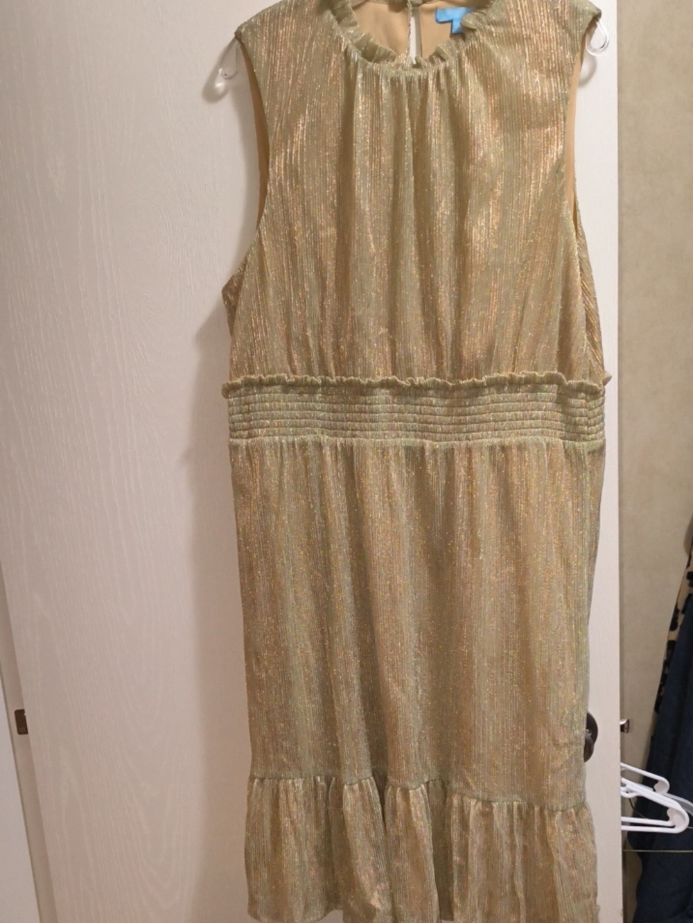 Draper James Shimmery Gold-Green Sleeveless Midi Dress